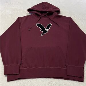Men's American Eagle Outfitters Burgundy Hoodie with Black Emblem